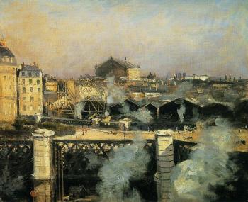 諾伯特 貢紐特 The Pont de l'Europe and the Gare Saint-Lazare with Scaffold 諾伯特 貢紐特 The Pont de l'Europe and the Gare Saint-Lazare with Scaffold
